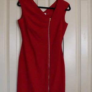 Calvin Klein Red Front Zipper Dress
